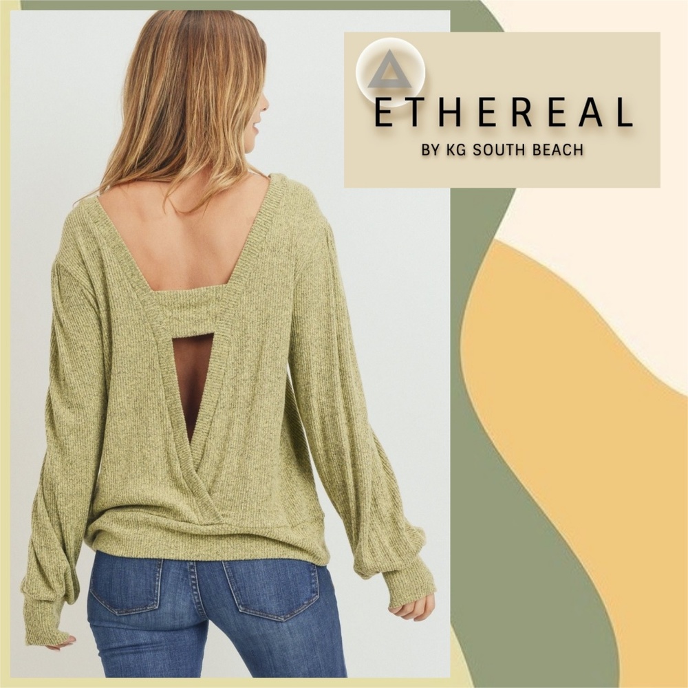 ETHEREAL Open Back Riub Brushed Hacci Draped Top